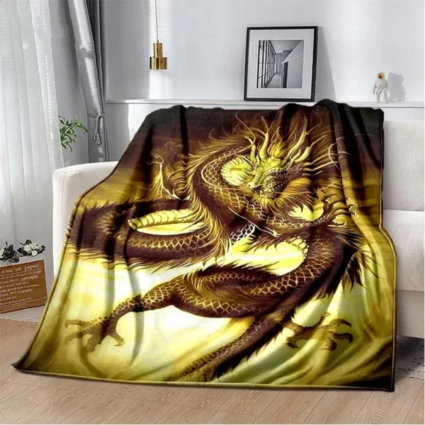 Coperte da tiro alla moda con drago cinese, copriletti morbidi in flanella calda e accogliente per divano letto, viaggi, campeggio, regali di compleanno di Natale 5