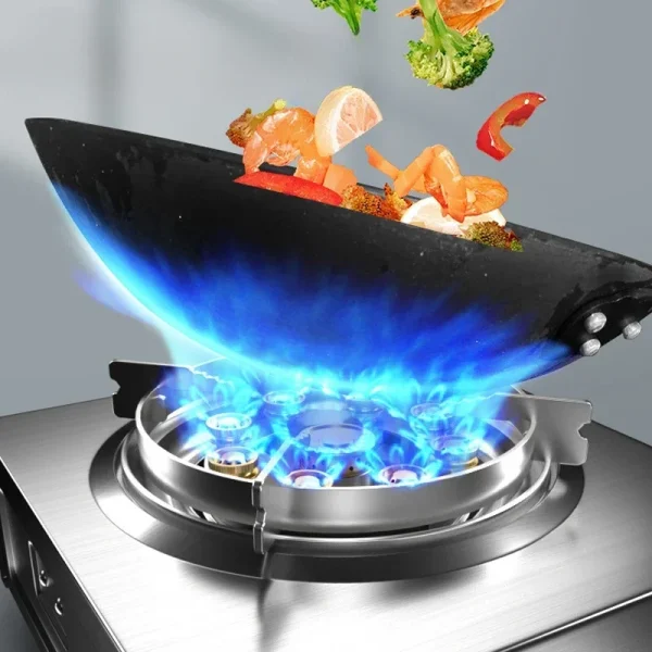 Stufe a gas in acciaio inossidabile addensato fuoco selvaggio commerciale singolo liquefazione foci impulso domestico fornello di accensione elettronico 4