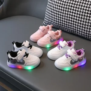 Scarpe casual per bambini Scarpe da tavolo sportive Disney Topolino Primavera Autunno Ragazzi Ragazze Illuminazione Scarpe da ginnastica leggere con lacci luminosi 1
