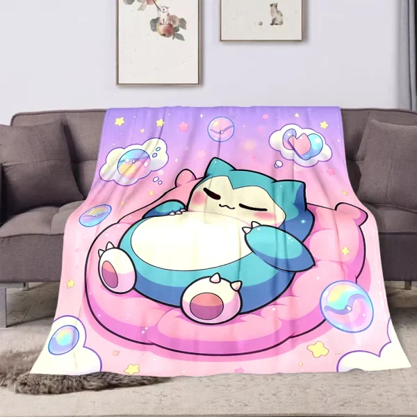 Coperta stampata Pokemon Snorlax per viaggi a casa Coperta morbida e confortevole per adulti e bambini Coperta calda per cartoni animati 5