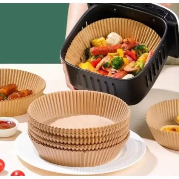 Carta per friggitrice ad aria Carta per forno usa e getta Invia pennello Antiaderente Airfryer Carte da forno Fodere Carta pergamena per cottura al microonde 2