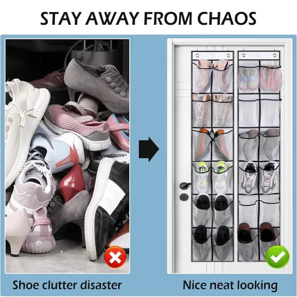 12 tasche sopra la porta organizer per scarpe grandi tasche a rete con 2 ganci borsa portaoggetti per scarpiera in tessuto trasparente per camera da letto 6