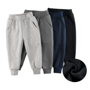 2024 Pantaloni per bambini per ragazzi Autunno Inverno Pile ispessimento Solido Blu Nero Grigio Sport Pantaloni lunghi casual per 1-9 anni 1
