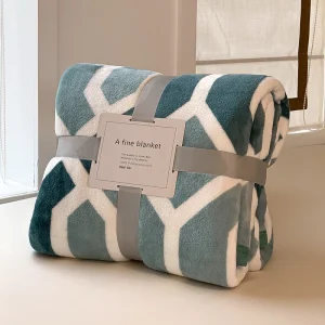 Coperta spessa Thow Coperta in pile di flanella stampata reattiva in stile geometrico per letti Singoli/Queen/King Plaid in peluche Divano letto scozzese 1