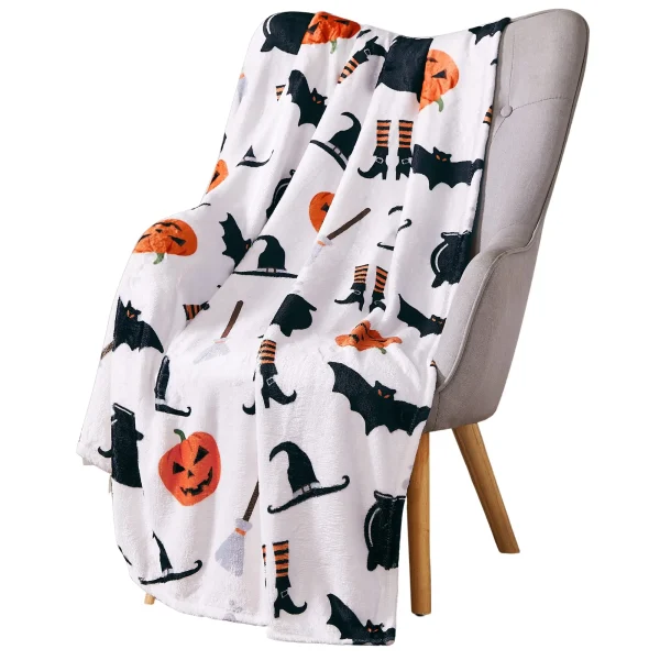 Halloween Throw coperta lanterna zucche con per divano letto divano sedia o dormitorio Super morbido leggero King Queen Size Candy Corn 4