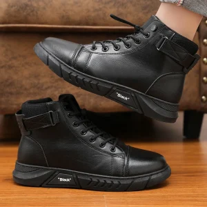 Taglie forti 47 48 Stivali sportivi da uomo Sneakrer da uomo con lacci alti Scarpe comode da uomo britanniche Stivali casual in pelle caldi Bota 1