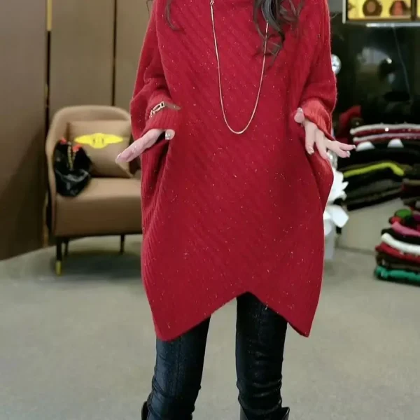 Maglione coreano a collo alto irregolare pigro alla moda ispessito autunno inverno nuovo stile maglione lavorato a maglia ampio e versatile 4