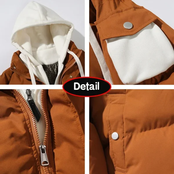 Giacca invernale da uomo invernale da uomo frangivento di marca con cappuccio spessa giacca calda da uomo tinta unita allentata casual stile moda Parka giacca cappotto maschile 6