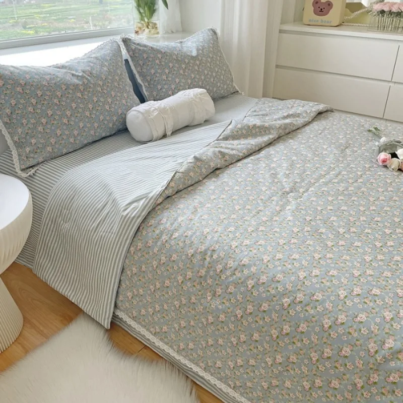 Trapunte in cotone lavabili in lavatrice con puro cotone e brezza fresca di vendita calda, trapunta doppia aria condizionata, biancheria da letto estiva 3