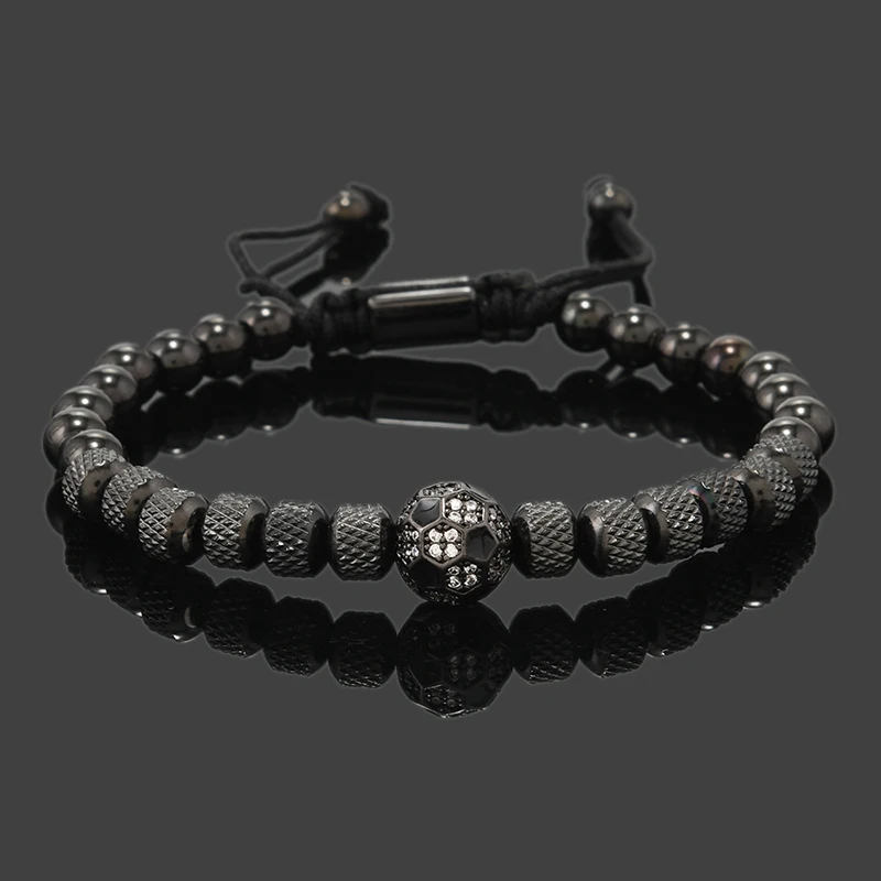 Ciondoli da calcio di lusso Perline in acciaio inossidabile Braccialetti da uomo Gioielli a mano Regali Pulseras Hombre 5