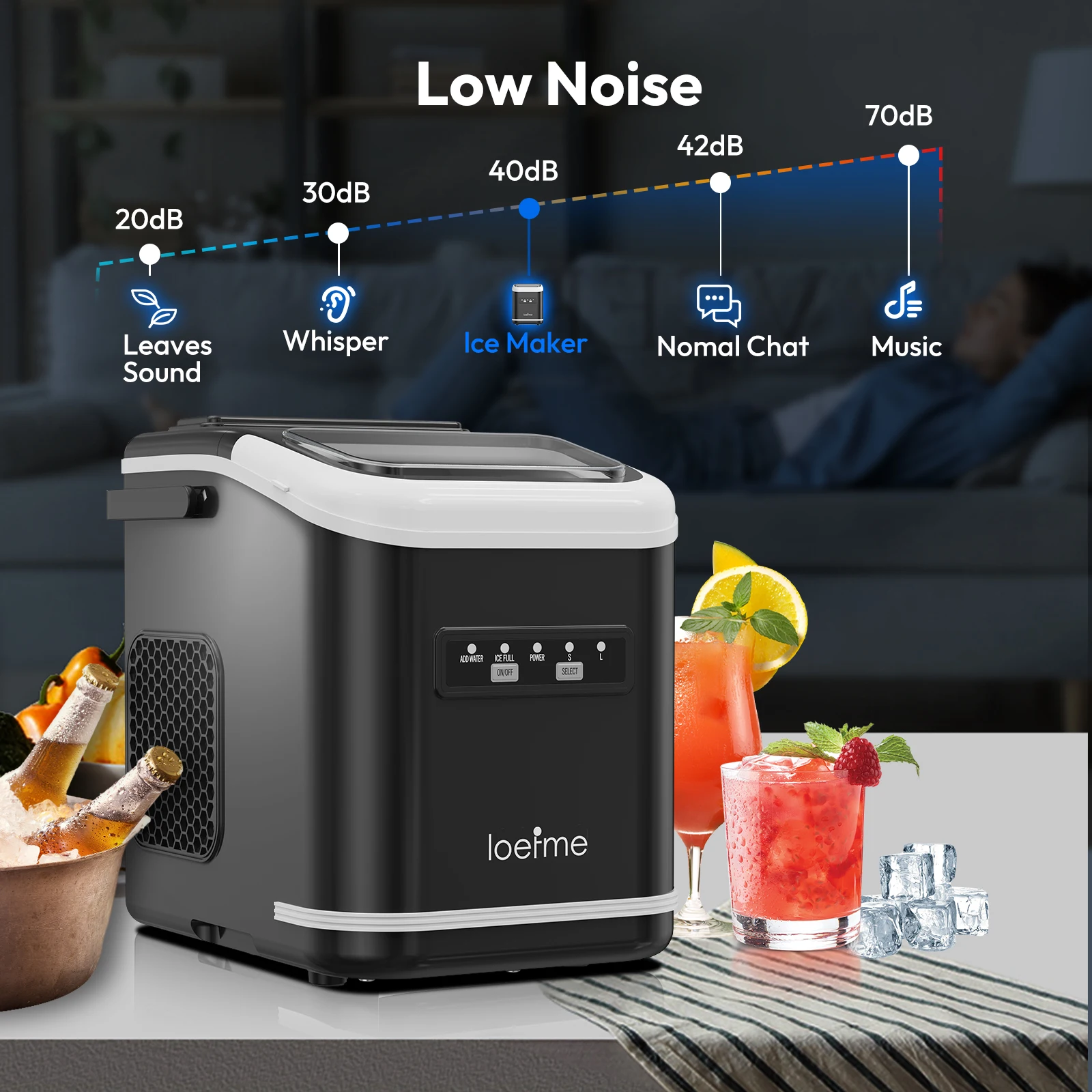 Loefme Macchina per il ghiaccio elettrica Macchina per cubetti di ghiaccio professionale Proiettile di pulizia automatica portatile Macchina per la produzione di blocchi di ghiaccio rotondi Bar domestico 6