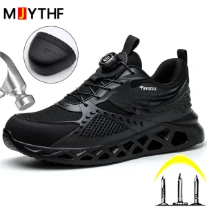 Scarpe antinfortunistiche traspiranti per uomo Donna Anti-smash Anti puntura Scarpe indistruttibili Sneakers con punta in acciaio Stivali da lavoro Protezione 1