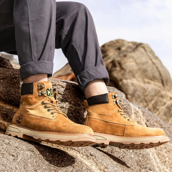 Stivali con plateau in velluto autunno inverno per uomo Designer Scarpe da lavoro in pelle scamosciata di mucca con suola morbida Uomo Stivaletti gialli antiscivolo moda uomo 6