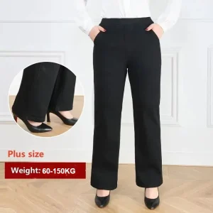 Jeans da donna primavera autunno neri taglie forti 150KG 8XL 9XL pantaloni oversize a vita alta pantaloni casual dritti larghi femminili elastici 1