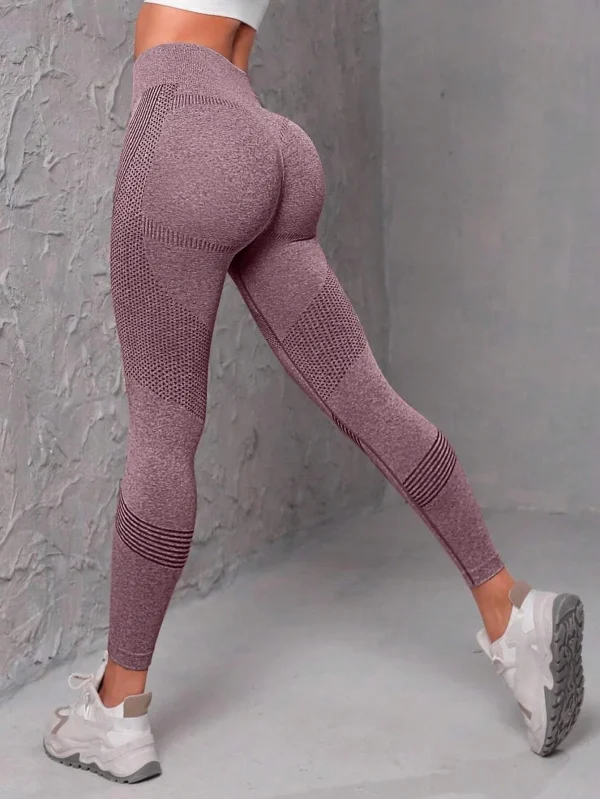 Leggings sportivi con cintura larga senza cuciture - immagine 2
