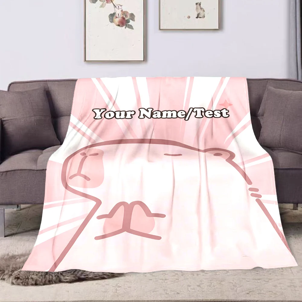 Personalizzazione Coperta con nome personalizzato Stampa capibara adatta per divano, letto, viaggi, campeggio, divano, sedia e letto Regalo di lusso 4