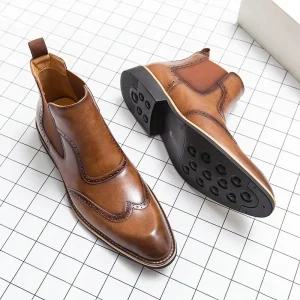 Stivali Chelsea di alta qualità Scarpe da uomo Oxford in pelle da festa Scarpe eleganti da uomo Stivali formali Yuppie da uomo Scarpa sociale brogue classica 1