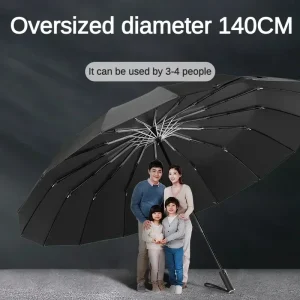 Ombrello pieghevole automatico super grande da 140 cm, rinforzo i ombrelloni resistenti al sole e alla pioggia antivento per uomo e donna 1