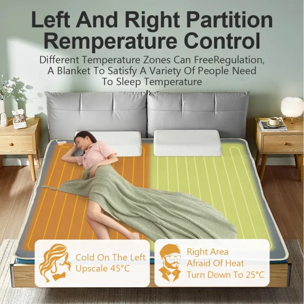 Coperta elettrica 220V Termostato automatico Coperta riscaldante elettrica Scaldacorpo Materasso termico per uso invernale in ufficio domestico 3