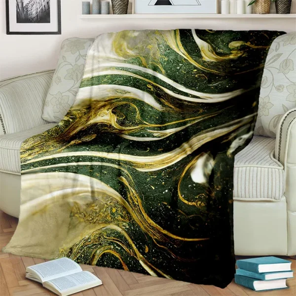 3D lussuoso colore blu verde oro marmo modello coperta, coperta morbida per la casa camera da letto letto divano copertura da viaggio coperta bambino 2