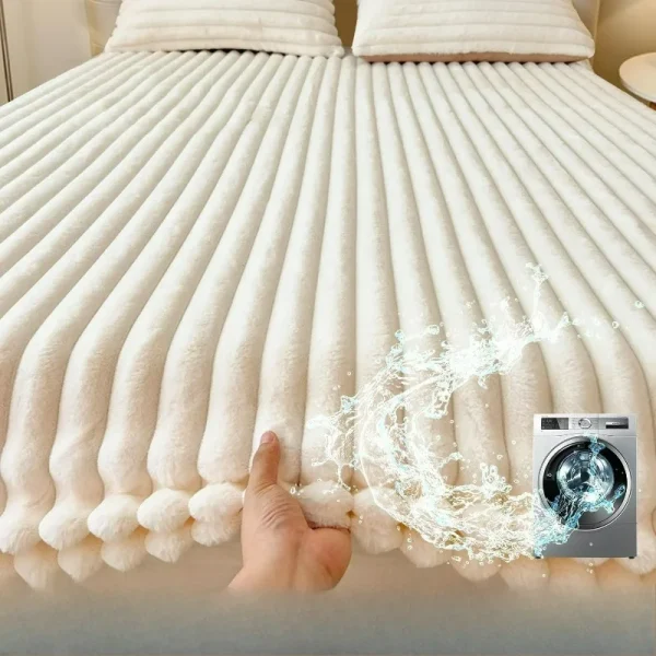 Bonenjoy Lenzuolo caldo in peluche Lenzuolo con angoli in tinta unita con cinturino elastico Copriletto caldo Copriletto morbido per camera dei bambini per adulti 4
