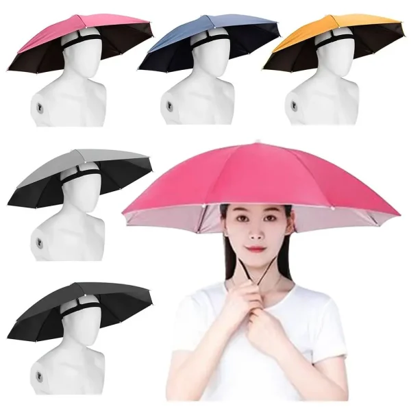 Testa pieghevole ombrello cappello antivento testa di pesca indossando parasole pioggia Gear ombrellone portatile da esterno campeggio cappelli da spiaggia 4