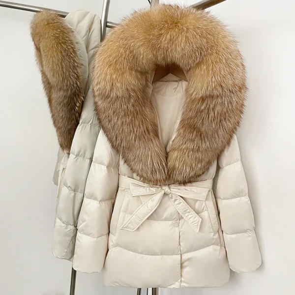 OFTBUY Di Lusso Grande Argento Naturale Pelliccia di Volpe Con Cappuccio Spessore Caldo Parka Femminile Impermeabile 2025 Inverno 90% Piumino D'anatra Delle Donne 5