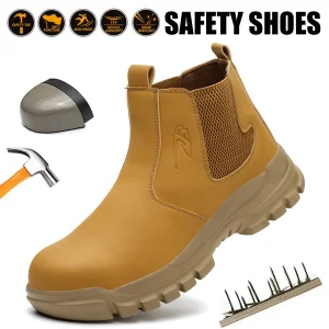 Nuovi stivali da lavoro alla moda Scarpe antinfortunistiche indistruttibili Scarpe da uomo con punta in acciaio Scarpe da ginnastica antiforatura Scarpe da lavoro antiscivolo 1
