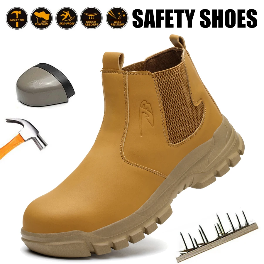 Nuovi stivali da lavoro alla moda Scarpe antinfortunistiche indistruttibili Scarpe da uomo con punta in acciaio Scarpe da ginnastica antiforatura Scarpe da lavoro antiscivolo 1