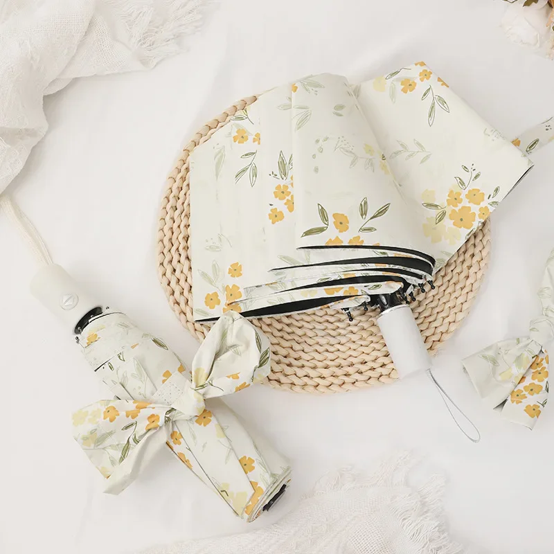 Ombrello automatico Bellissimo fiore Pittura a olio Modello Viaggio Ombrello pieghevole portatile Ombrello antipioggia Ombrello antivento 3