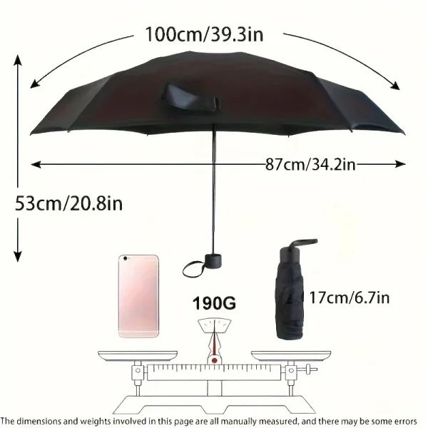 Ombrello pieghevole piccolo Ombrellone da pioggia Mini tasca Ombrellone da viaggio portatile impermeabile anti-UV 5