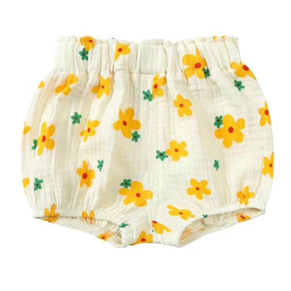 2025 Pantaloncini in cotone organico per vestiti per bambini Pantaloni corti stampati Bloomer per bambini e bambine per neonati Pantaloncini da surf Copri pannolini 2