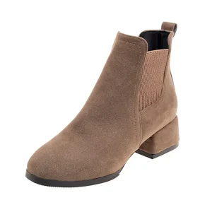 Stivaletti da donna Autunno Inverno Stivali Slip-on Punta tonda 3,5 cm Tacco quadrato Solido Casual Stivaletti cammello nero Taglia 35-43 1