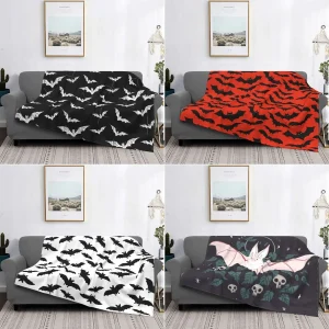 Bat Pattern Throw coperta Halloween Goth Fleece flanella coperte leggere per Home Office divano letto divano auto per tutte le stagioni 1