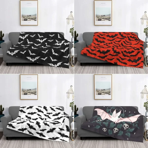 Bat Pattern Throw coperta Halloween Goth Fleece flanella coperte leggere per Home Office divano letto divano auto per tutte le stagioni 1