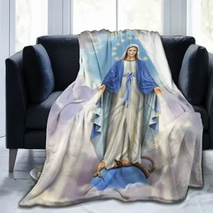 Coperte in flanella cristiana della Vergine Maria, letto leggero e sottile, Queen King e Twin Size, per casa e ufficio 1