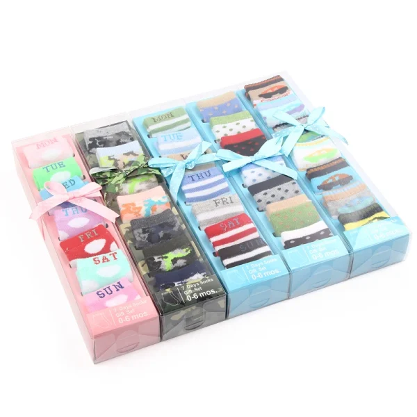 Set da 7 paia per calzini per bambini in morbido cotone simpatico animale sorriso viso primavera e autunno per 0-6 mesi ragazzi e ragazze W0040W0052 2
