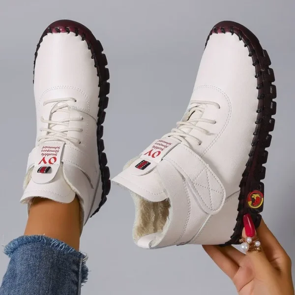 2024 nuova pelliccia stivali spessi stivali corti in pelle da donna scarpe ortopediche pelose da donna stivali da neve impermeabili invernali da donna Botas Mujer 1