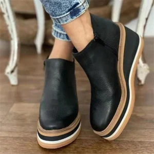 Scarpe da donna piattaforma 2022 autunno stivali con plateau neri stivaletti con zeppa con cerniera da donna taglia 43 stivaletti con tacco Botas De Mujer 1