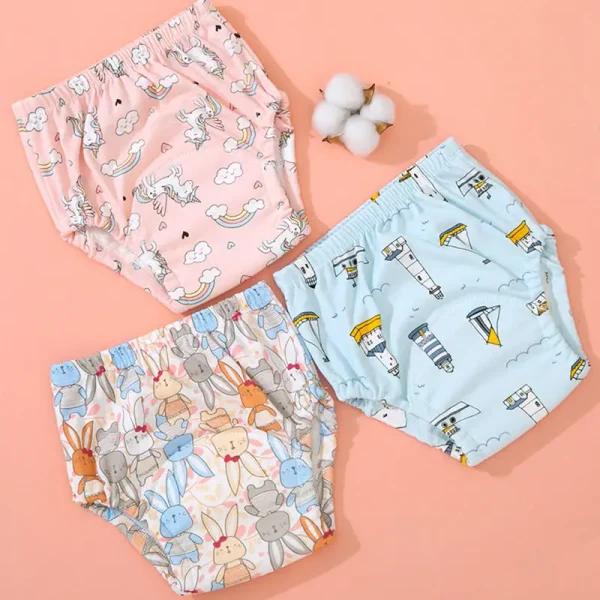 Pantaloni da allenamento per pannolini ecologici riutilizzabili Elinfant per bambini, in cotone lavabile impermeabile, per l'apprendimento della pulizia, in tessuto traspirante 5