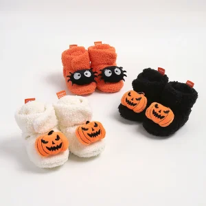 Stivaletti di Halloween per bambini pantofole morbide antiscivolo autunno inverno scarpe da primo camminatore per neonati calde 1