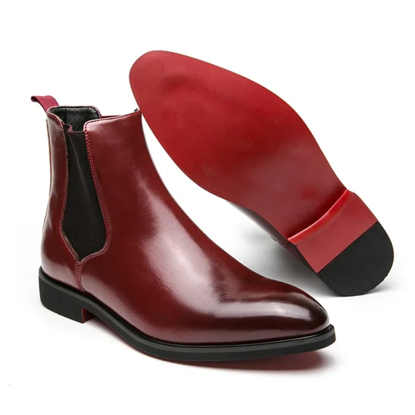 Stivaletti Chelsea da uomo Stivali da uomo slip-on con punta tonda e suola rossa Spedizione gratuita Taglia 38-46 Scarpe da uomo 5