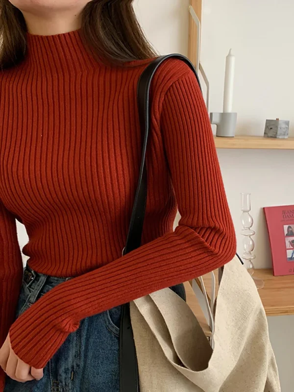 AOSSVIAO 2025 chic Autunno inverno Maglione Pullover Donna Manica lunga dolcevita casual caldo maglione basic lavorato a maglia Maglioni top 4