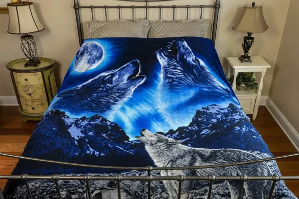 Wolves How ling Moon Super Soft Full Queen Size coperta in pile coperta in pile corallo per camera da letto coperta per pisolino Super Soft Cozy 2