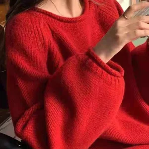 2025 Chic Solid Femme maglione pullover allentato manica lunga donna maglione coreano autunno inverno maglioni maglieria morbido caldo top 1