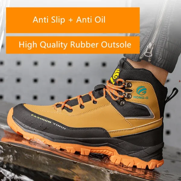 scarpe antinfortunistiche uomo sneakers antinfortunistiche da lavoro impermeabili stivali alti antiforatura Scarpe da lavoro scarpe da lavoro con punta in acciaio con protezione 6