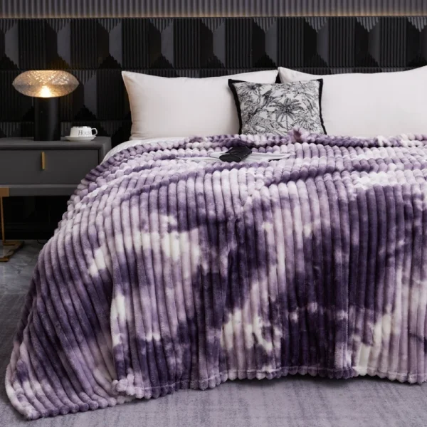 Coperta viola per tintura invernale per cravatta manta calda Singolo/Queen/King Plaid di alta qualità da 300 g/m2 per divano Coperta Thow 2