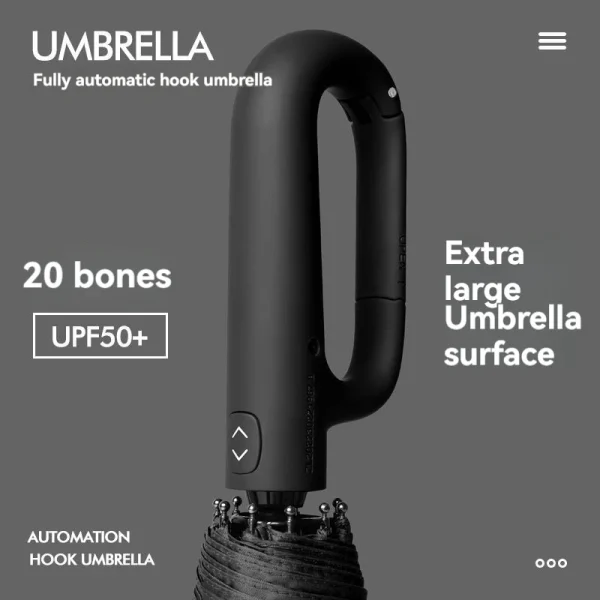 Ombrello da uomo completamente automatico con design ad anello e fibbia a 20 costole, pieghevole, extra large, resistente, doppio ombrellone da DONNA 3