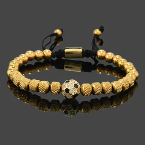 Ciondoli da calcio di lusso Perline in acciaio inossidabile Braccialetti da uomo Gioielli a mano Regali Pulseras Hombre 1