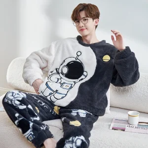New Winter Warm pigiama da uomo a maniche lunghe Set Loungewear pigiama maschile Set Cartoon Men Sleepwear Suit Homewear Plus Size XXXXL 1